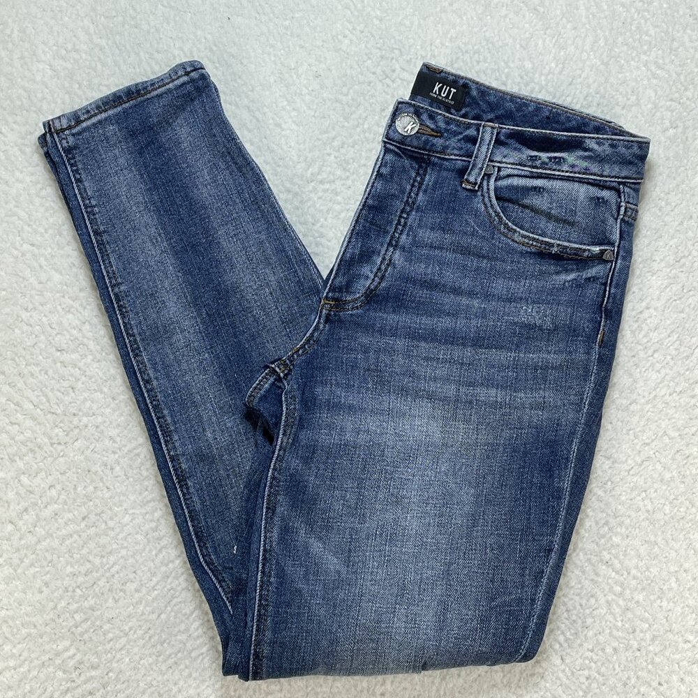 Kut From The Kloth Jeans Womens Sz 4 Blue Juliet Slouchy Boyfriend Distressed